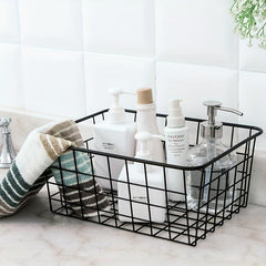 Iron Storage Basket Desktop Storage Box Cosmetic Shelf Household Supplies