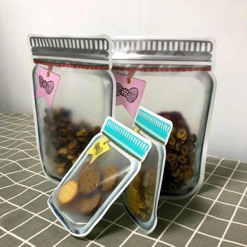 10pcs Mason Jar Shaped Food Sealed Bags