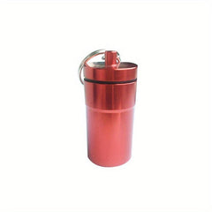 Metal Waterproof Sealed Pill Holder Keychain Travel Storage Jar