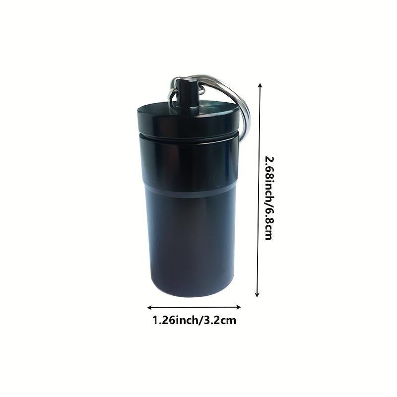 Metal Waterproof Sealed Pill Holder Keychain Travel Storage Jar