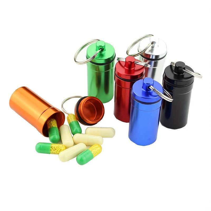 Metal Waterproof Sealed Pill Holder Keychain Travel Storage Jar