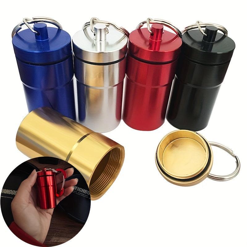 Metal Waterproof Sealed Pill Holder Keychain Travel Storage Jar