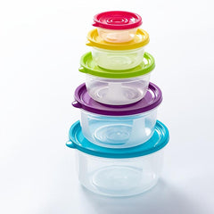5pcs Round Microwave Fresh-keeping Food Storage Box Set