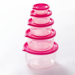 5pcs Round Microwave Fresh-keeping Food Storage Box Set