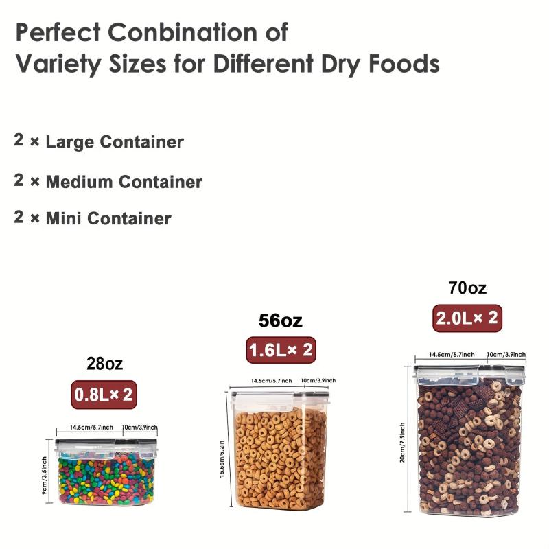6pcs BPA-Free Airtight Containers - Ideal for Candy, Cereal, Pasta