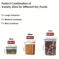 6pcs BPA-Free Airtight Containers - Ideal for Candy, Cereal, Pasta