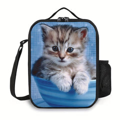 Camouflage Flag Lunch Box Bag Skull Floral Kitten Cat Reusable Lunch Bag Insulat