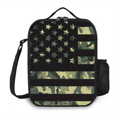 Camouflage Flag Lunch Box Bag Skull Floral Kitten Cat Reusable Lunch Bag Insulat