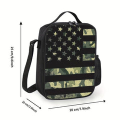 Camouflage Flag Lunch Box Bag Skull Floral Kitten Cat Reusable Lunch Bag Insulat