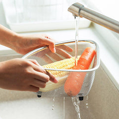 Stainless Steel Kitchen Sink Drain Basket Triangle Food Peel Egg Filter