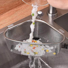 Stainless Steel Kitchen Sink Drain Basket Triangle Food Peel Egg Filter