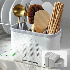 Kitchen Double Layer Drain Cage Cutlery Drainer Storage Rack