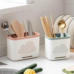 Kitchen Double Layer Drain Cage Cutlery Drainer Storage Rack