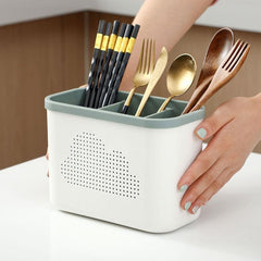 Kitchen Double Layer Drain Cage Cutlery Drainer Storage Rack