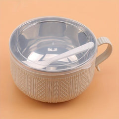 Stainless Steel Cartoon Noodle Bowl with Lid Insulated Lunch Box