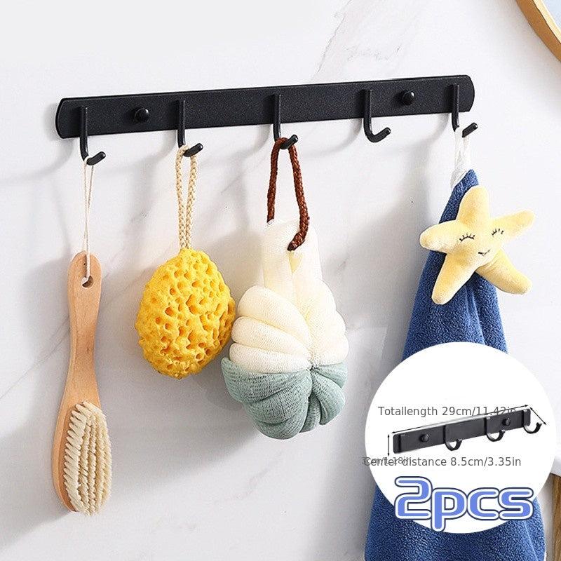 2pcs Space Aluminum Hook Bathroom Towel Hook Living Room Door Back Clothes Hook