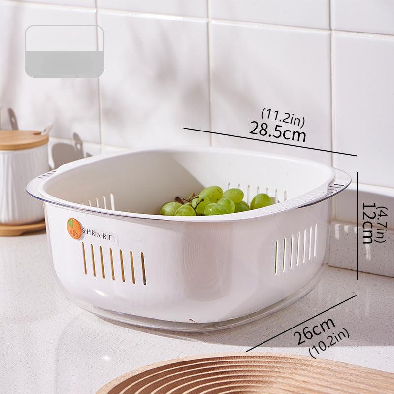 2pcs Multifunctional Storage Basin Fruit Plate Double Layer Drain Basket