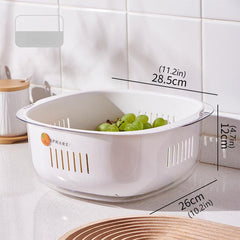 2pcs Multifunctional Storage Basin Fruit Plate Double Layer Drain Basket