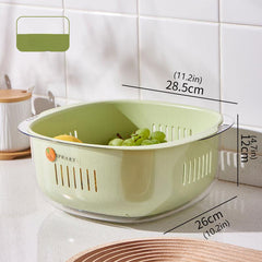 2pcs Multifunctional Storage Basin Fruit Plate Double Layer Drain Basket