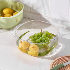 2pcs Multifunctional Storage Basin Fruit Plate Double Layer Drain Basket