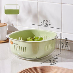 2pcs Multifunctional Storage Basin Fruit Plate Double Layer Drain Basket
