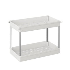 2 Tier Under Sink Organizer Storage Basket with 4 Hooks