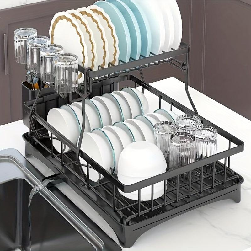 2-Tier Kitchen Rack for Tableware and Seasonings, Countertop Organizer