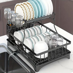 2-Tier Kitchen Rack for Tableware and Seasonings, Countertop Organizer