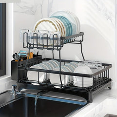 2-Tier Kitchen Rack for Tableware and Seasonings, Countertop Organizer