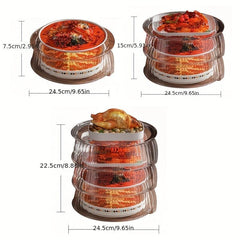 3pcs Kitchen Stackable Vegetable Cover Transparent Visible Insulation Dish Cover