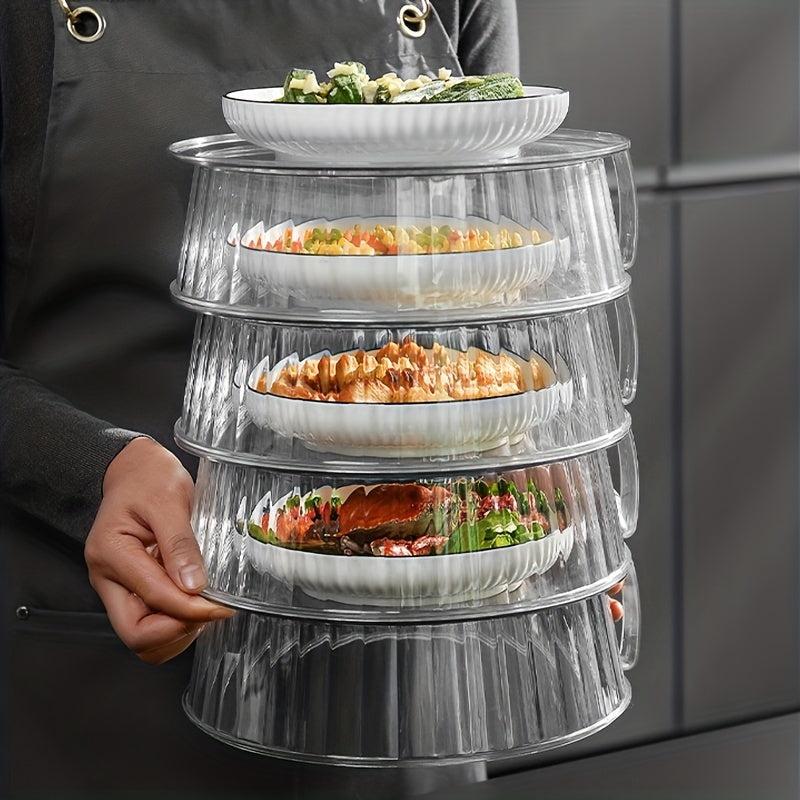 3pcs Kitchen Stackable Vegetable Cover Transparent Visible Insulation Dish Cover