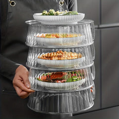 3pcs Kitchen Stackable Vegetable Cover Transparent Visible Insulation Dish Cover