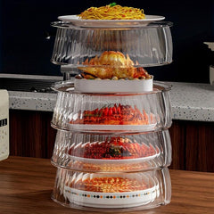3pcs Kitchen Stackable Vegetable Cover Transparent Visible Insulation Dish Cover