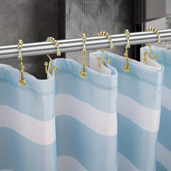 12pcs Golden Shower Curtain Hook Metal Double Sliding Ring Bathroom Supplies