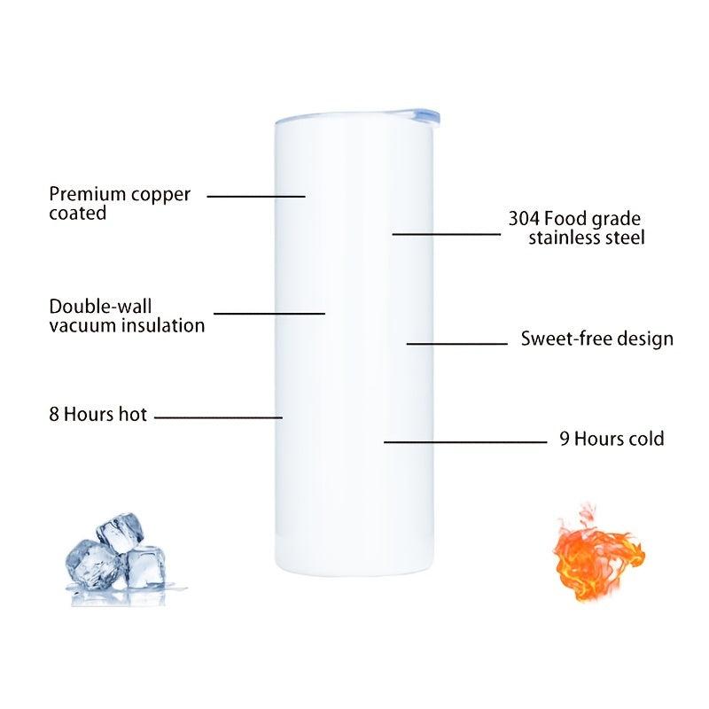 20oz Skinny Tumbler Sublimation Cup Double Wall Vacuum Insulated Car Mug
