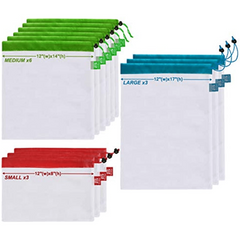 12pcs Reusable Produce Bags Washable Tare Weight Included for Grocery Shopping