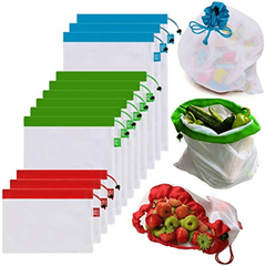 12pcs Reusable Produce Bags Washable Tare Weight Included for Grocery Shopping