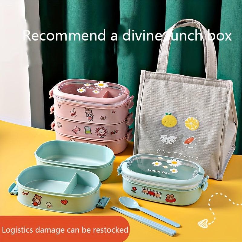 Cartoon Divided Lunch Box Double Layer Microwave Insulation