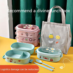 Cartoon Divided Lunch Box Double Layer Microwave Insulation