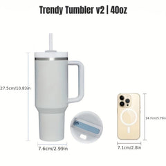 40oz Reusable Vacuum Tumbler with Handle & Straw