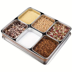 6 Spices Grids Stainless Steel Spice Box Storage Container