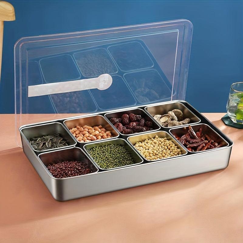 6 Spices Grids Stainless Steel Spice Box Storage Container