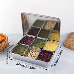 6 Spices Grids Stainless Steel Spice Box Storage Container