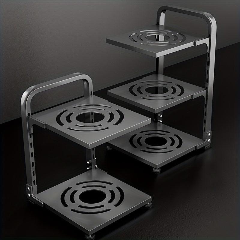 Adjustable Pot and Pan Rack Organizer - Heavy Duty Cookware Holder