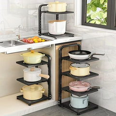 Adjustable Pot and Pan Rack Organizer - Heavy Duty Cookware Holder