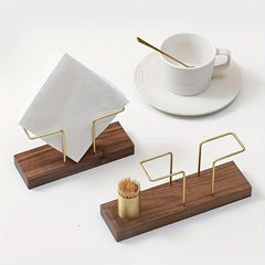 Solid Wood Paper Napkin Holder for Countertop Kitchen Storage