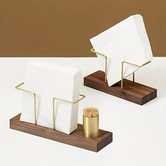 Solid Wood Paper Napkin Holder for Countertop Kitchen Storage