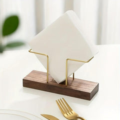 Solid Wood Paper Napkin Holder for Countertop Kitchen Storage