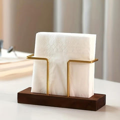 Solid Wood Paper Napkin Holder for Countertop Kitchen Storage