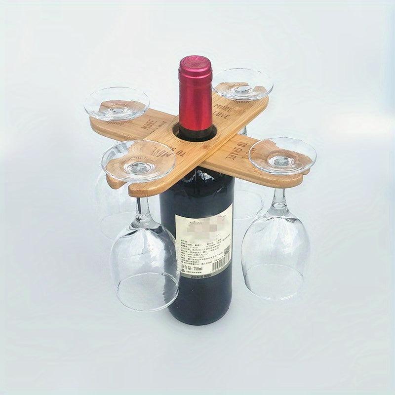 Bamboo Red Wine Cup Holder Kitchen Cabinet Hanging Rack